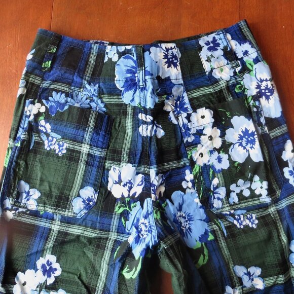 Maeve Anthropologie Pants Collette Size 29Petite Blue and Green Cropped Wide Leg - Picture 5 of 7